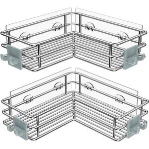 Corner Shower Shelves Stainless Steel, Adhesive Shower Caddy Basket Rack
